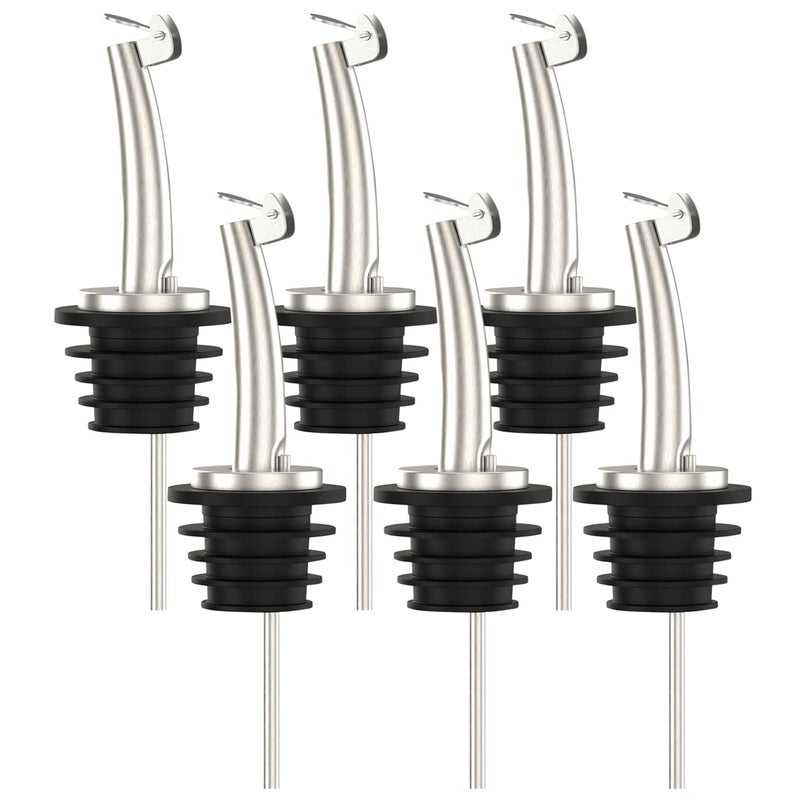 Axe Sickle 6 Pcs Oil Spout Liquor Bottle Pourer Spouts Stainless Steel Speed Pour Spouts for Olive Oil Dispenser Spout for About 3/4" Bottle Mouth, with Flip Top - Image 1